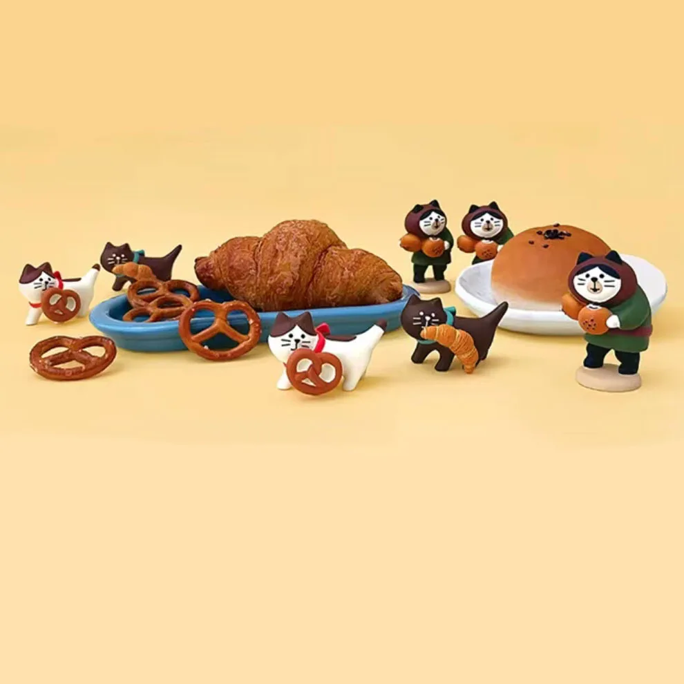 New ZAKKA Japanese Cat Food Bakery Coffee Shop Scene Decoration Resin Crafts Small Ornaments Croissant Donut Dessert Cupcake