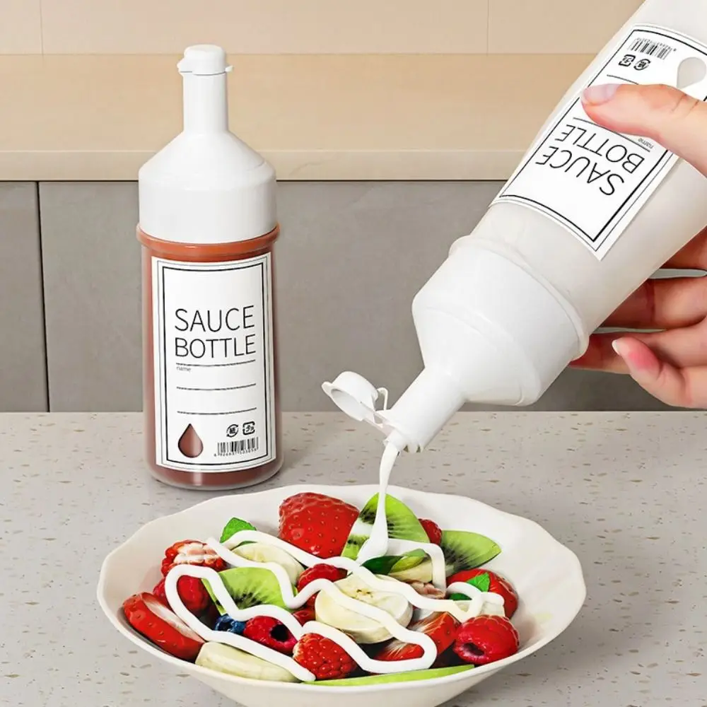 Condiment Squeeze Bottles 350ml Ketchup Mustard Salad Sauce Dispenser with On Cap Lids Olive Oil Bottle Kitchen Gadget