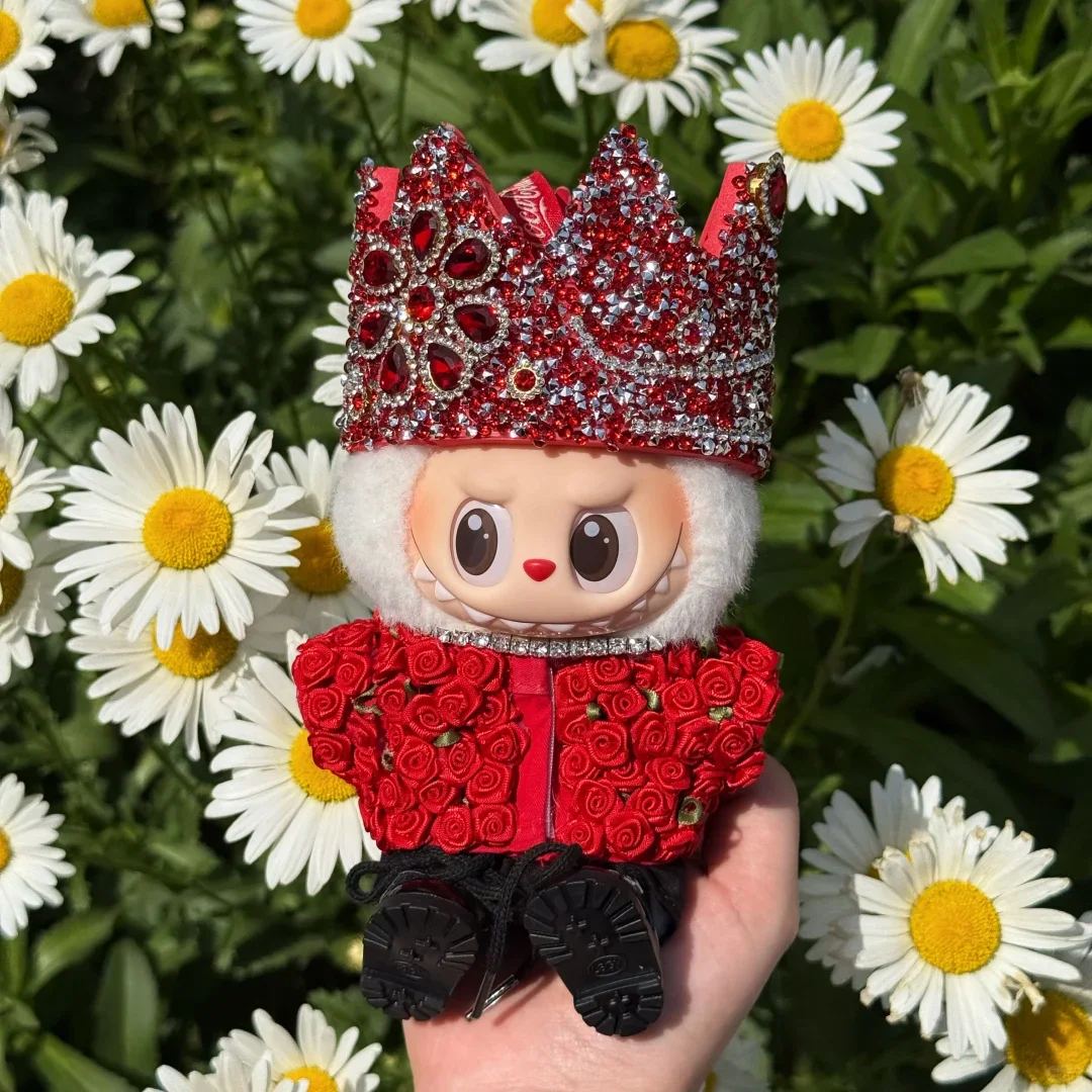 15/17cm Doll For Labubu Clothes Gd Concert Same Labubu Mini Doll'S Clothes Rose Jacket Crown Set Outfit Accessories Korea Kpop