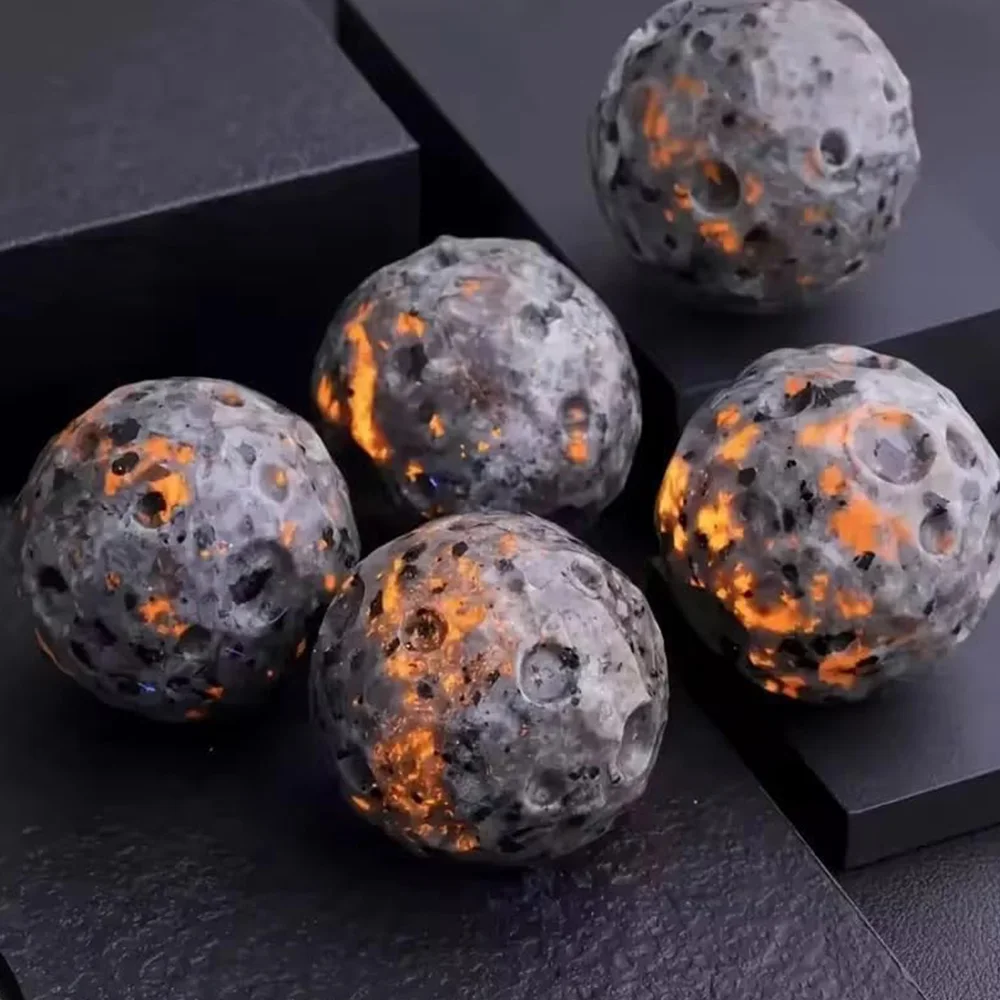 

Natural Yooperlite Moonface Crystal Ball Reiki Healing Stone Decorative Sphere Divination Feng Shui Home Office Decor