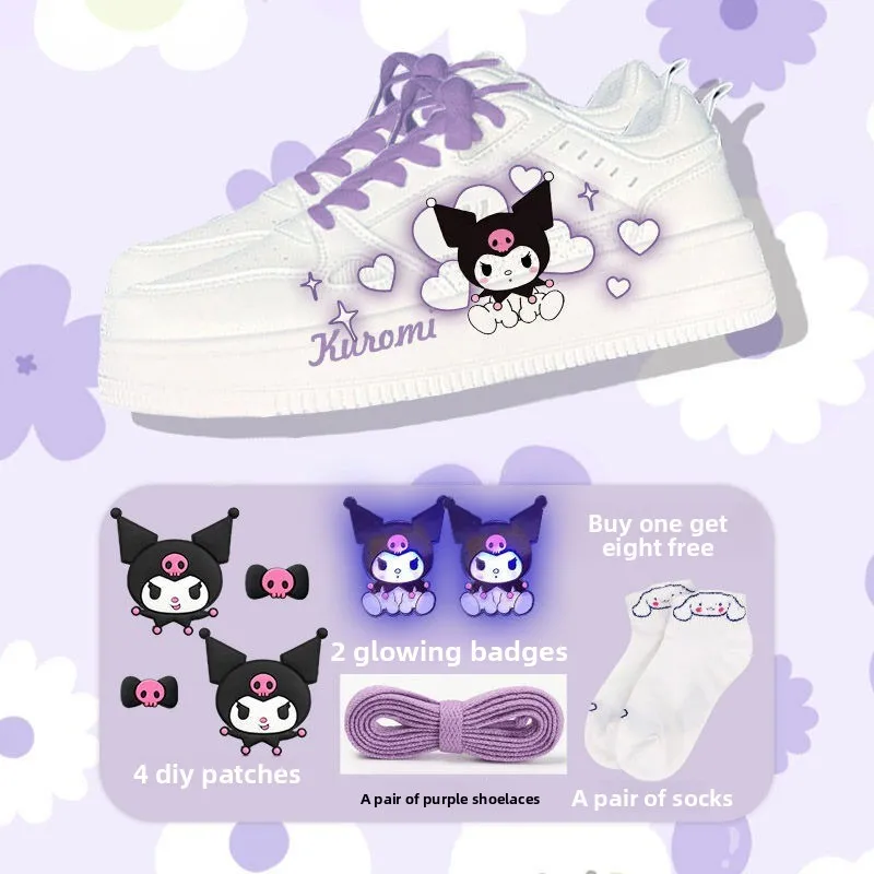 Sanrio Hello Kitty Hand-painted Board New Melody Flat-soled Women's Shoes Student Summer Breathable Sweet Cool Comfortable Shoes