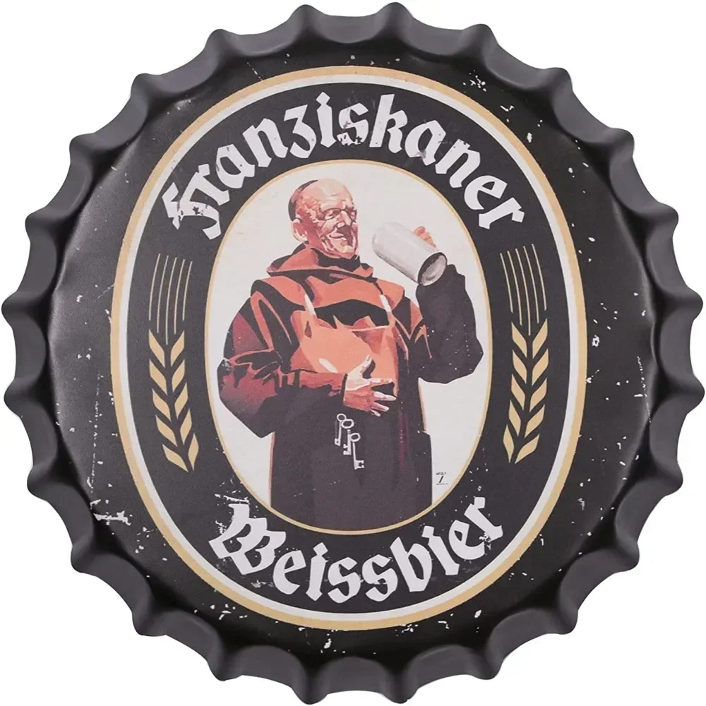 Beer Decorative Bottle Cap for Home, Bar & Office, Vintage Wall Art Tin Plaque Plat Decoration for Man Cave & Garage