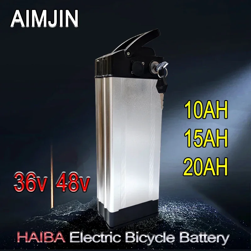 New 36V-48V Portable Haiba Battery 10Ah 15Ah 20Ah, Suitable for High-power 500W Lithium Aluminum Shell of Bicycle