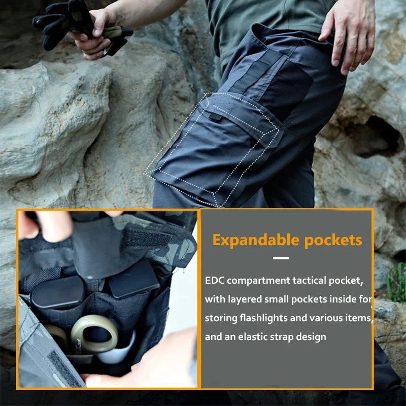Men's Tactical Pants City Casual Cargo Trousers Waterproof Multi-pocket Wear-Resistant Outdoor Training Work Wear Hiking Pants
