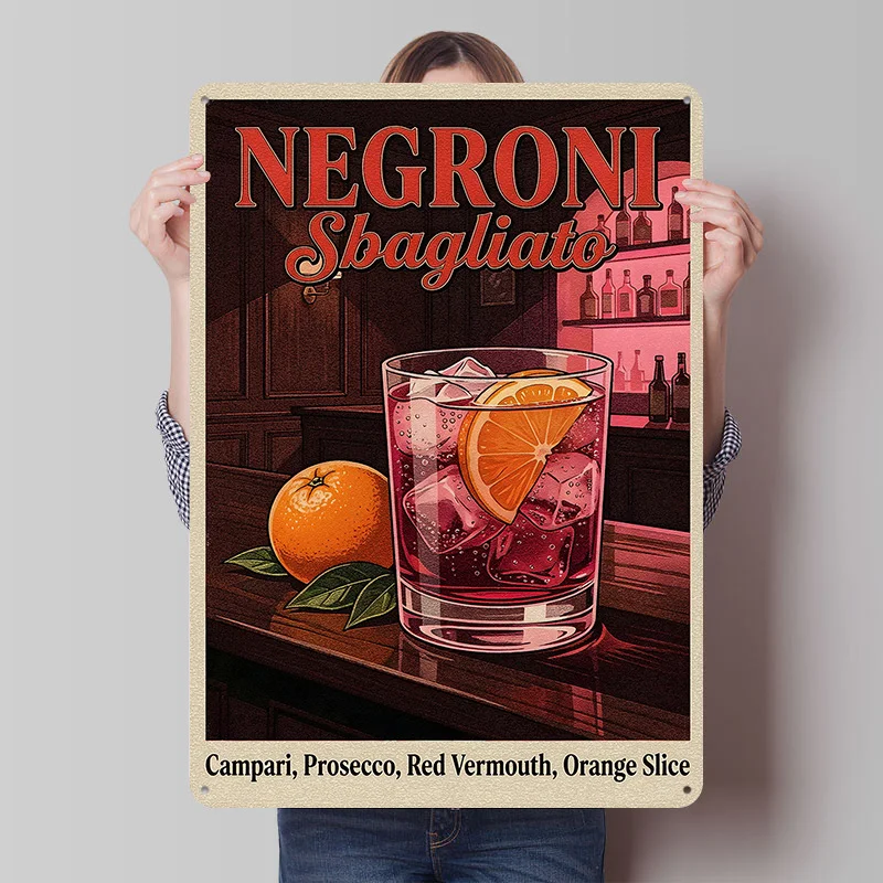 

Ретро-постер из жести с изображением коктейля Негрони Сбальятто, винтажные металлические вывески, ретро-жестяные таблички для декора офиса и дома
