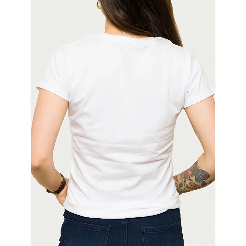 المرأة الكلب تي شيرت مطبوع قصيرة الأكمام طاقم الرقبة رداء علوي غير رسمي المألوف Harajuku نمط القطن الحد الأدنى المرأة تي شيرت #2