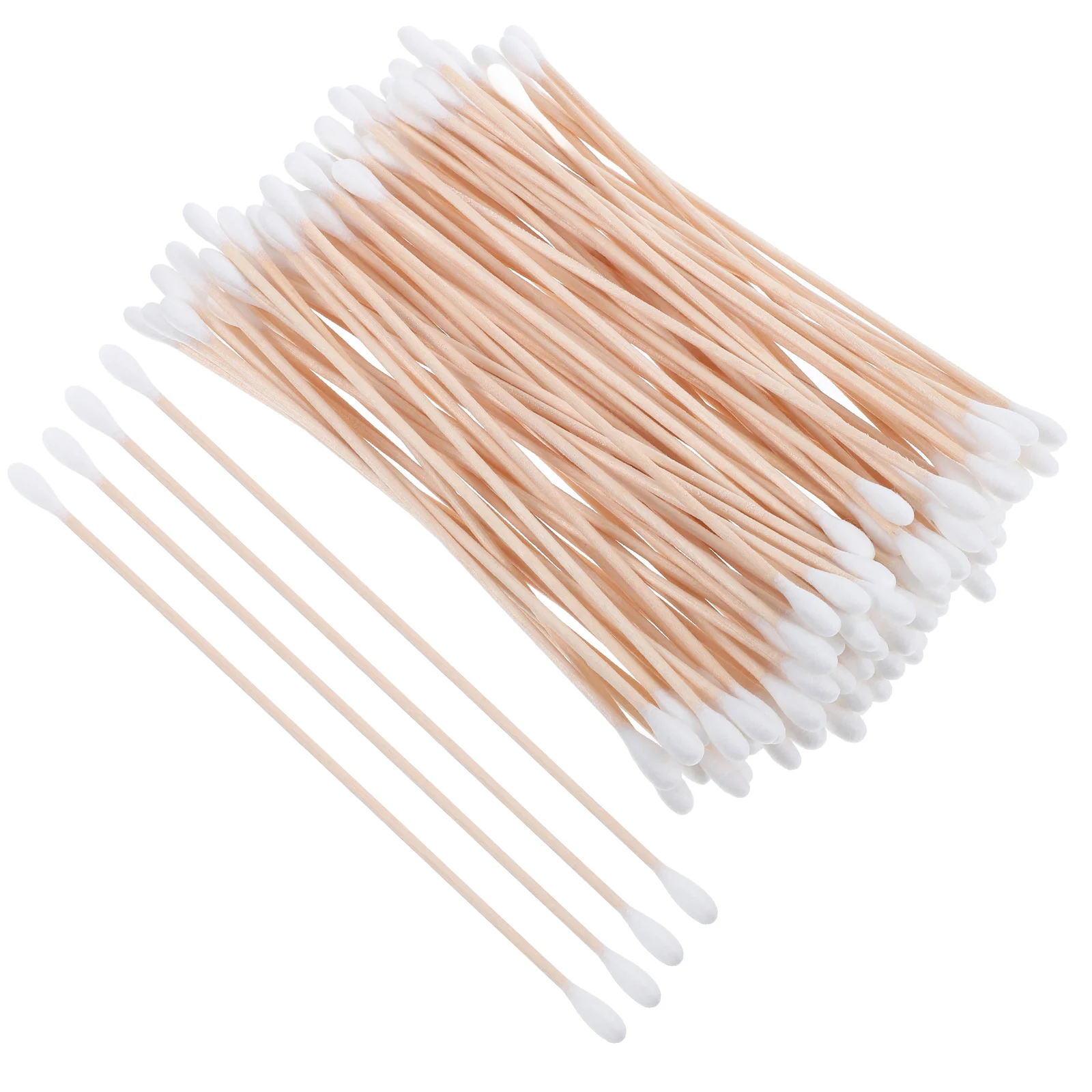 100pcs Double-Head Long Cotton Swabs for Industrial Cleaning Disposable Wooden Sticks Cotton Tips Swabs for Precision Cleaning E