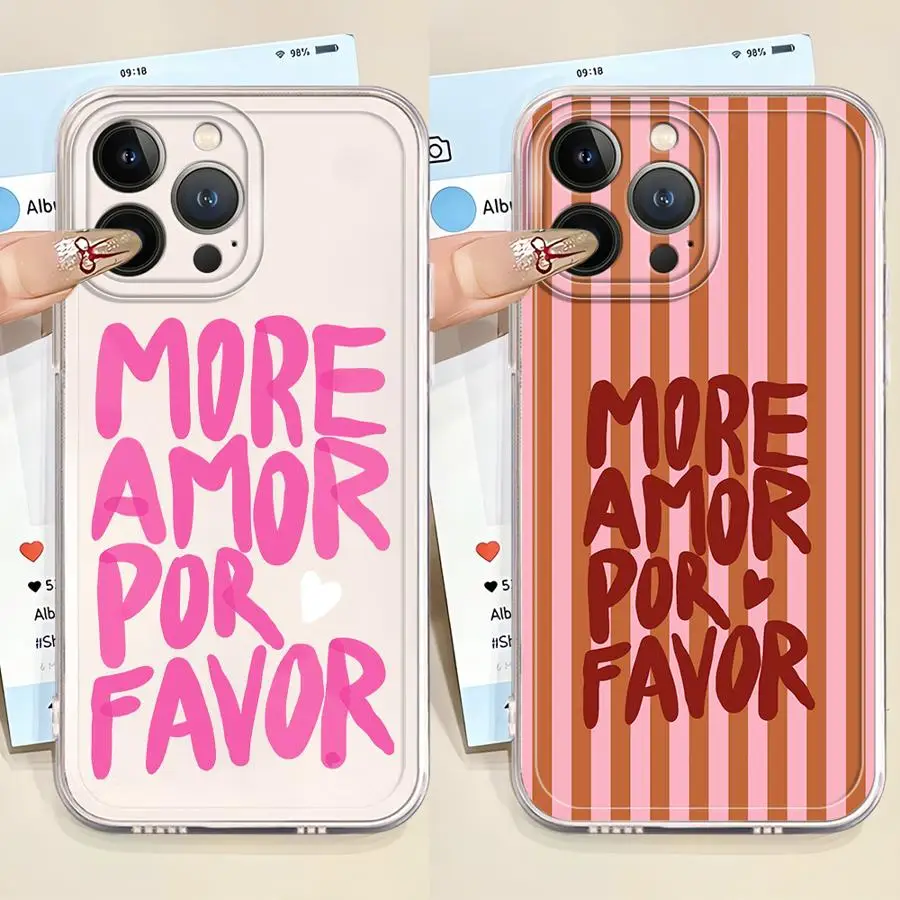 Liebesherz 'Mehr Amor Bitte' Handyhülle für iPhone 17 16 15 11 12 14 13 Pro Max Mini XS XR 7 Plus 17E Stoßfeste Schutzhülle Fundas