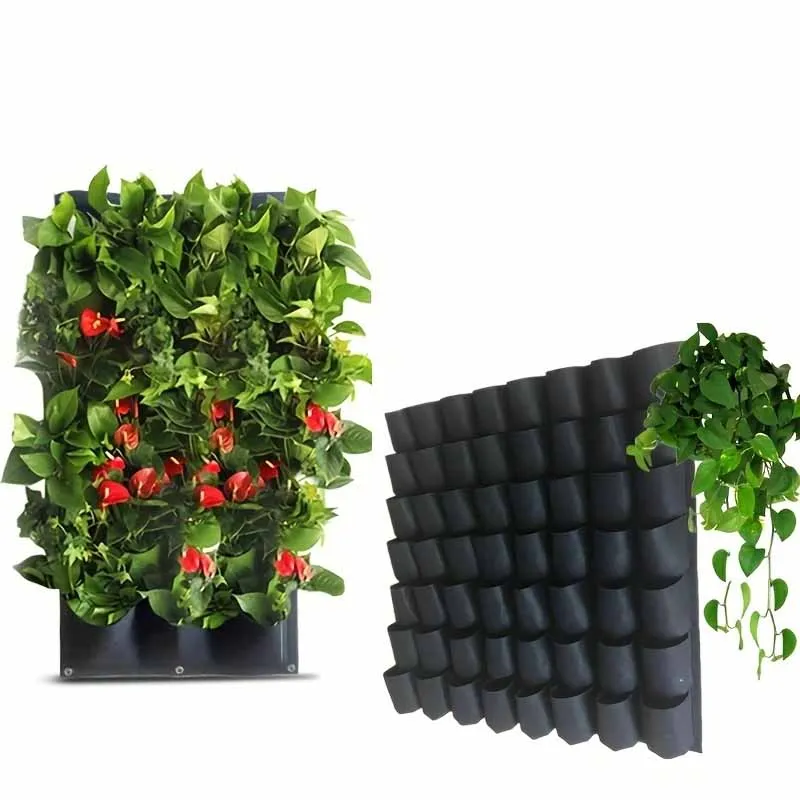 Multi-pocket Planting Bag Felt Vegetable Fruit Flowers Grow Bags for Plants Hanging Vertical Home Garden Black Plant Seeding Pot