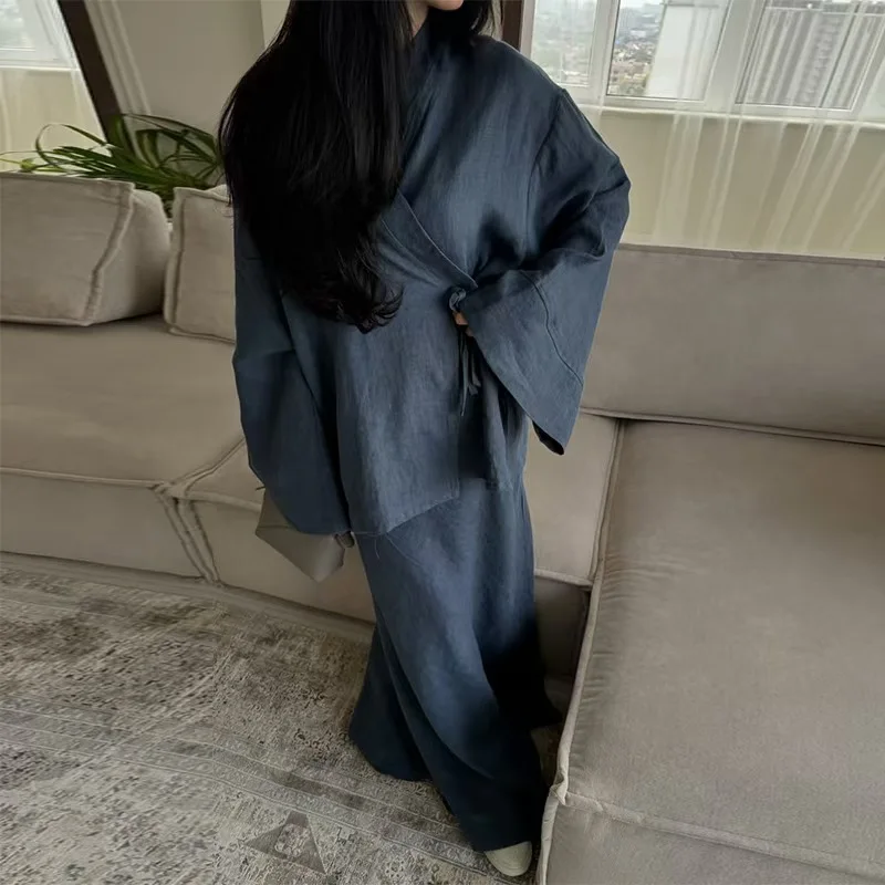 Faionable casual solto irt e saia conjunto com cinto feminino longo sve v-ne solto ajuste terno de duas peças para o outono