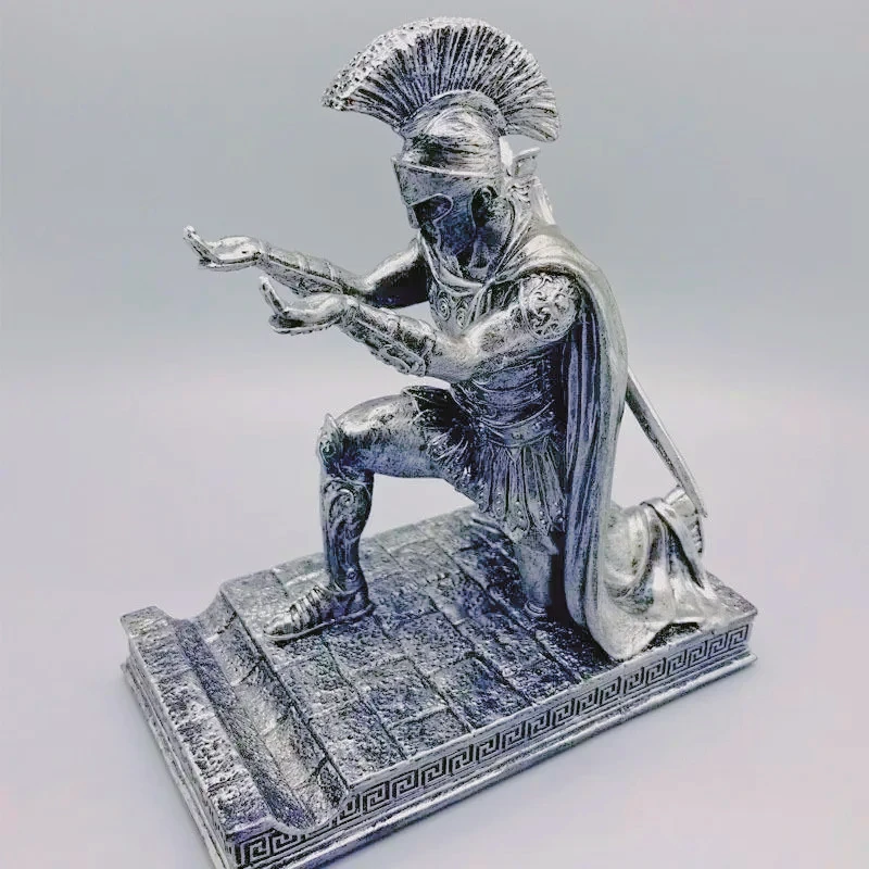 

Bronze Statue Pen Holder Armor Roman Knight Kneeling Pen Holder Mobile Phone Executive Knight Pen with Helmet