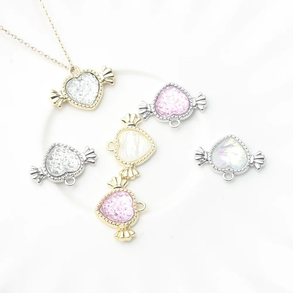 

10pcs Golden Silver Color Pendant Charms Love Heart Necklace Earrings Connectors Pendant Diy Jewelry Making Findings Accessories