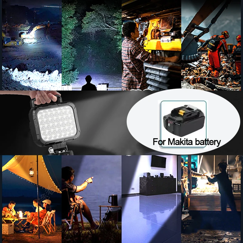 4 inch Cordless LED Work Light For Makita 14.4V-18V Li-ion Battery Lantern Job site Lights Camping Flashlight Emergency Lighting