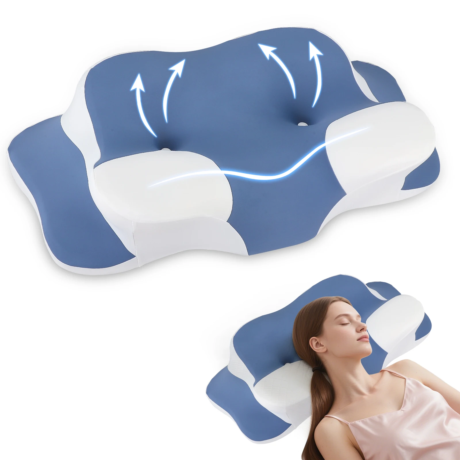 

Sleeping Neck Support Pillow Height-adjustable Memory Foam Pillow Ergonomic Pillow Breathable Side And Back Sleepers Gray