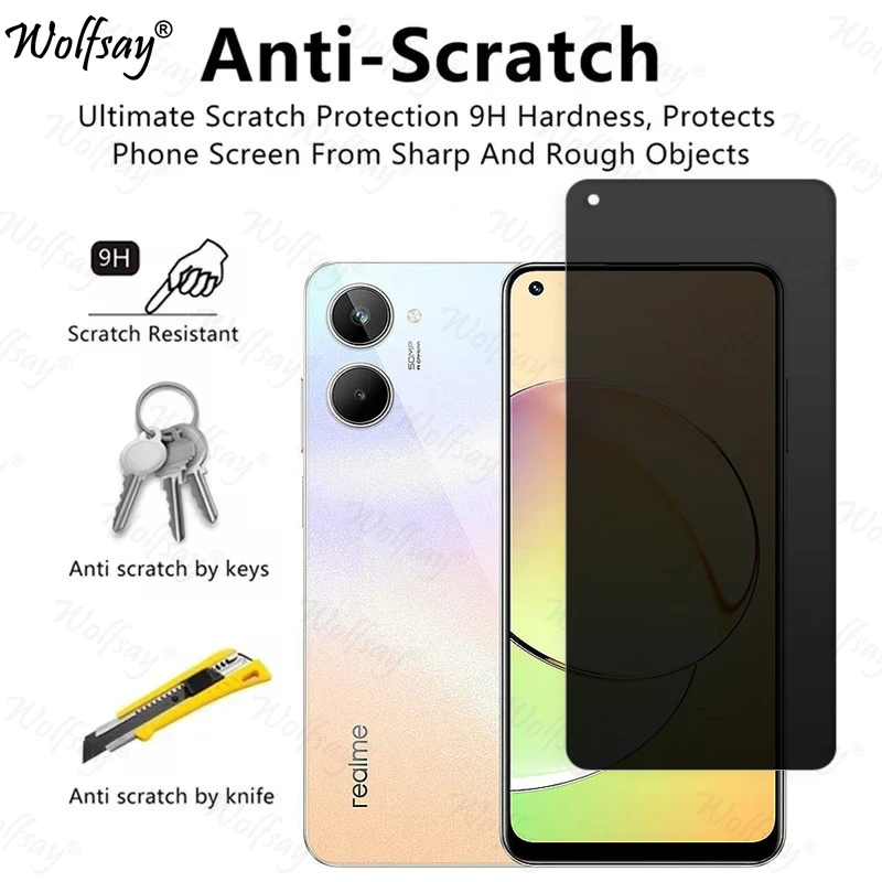 Anti-Spy temperli cam Realme için 10 4G ekran koruyucu koruyucu Realme 10 4G tam tutkal cam Realme 10 4G cam için 6.4 inç