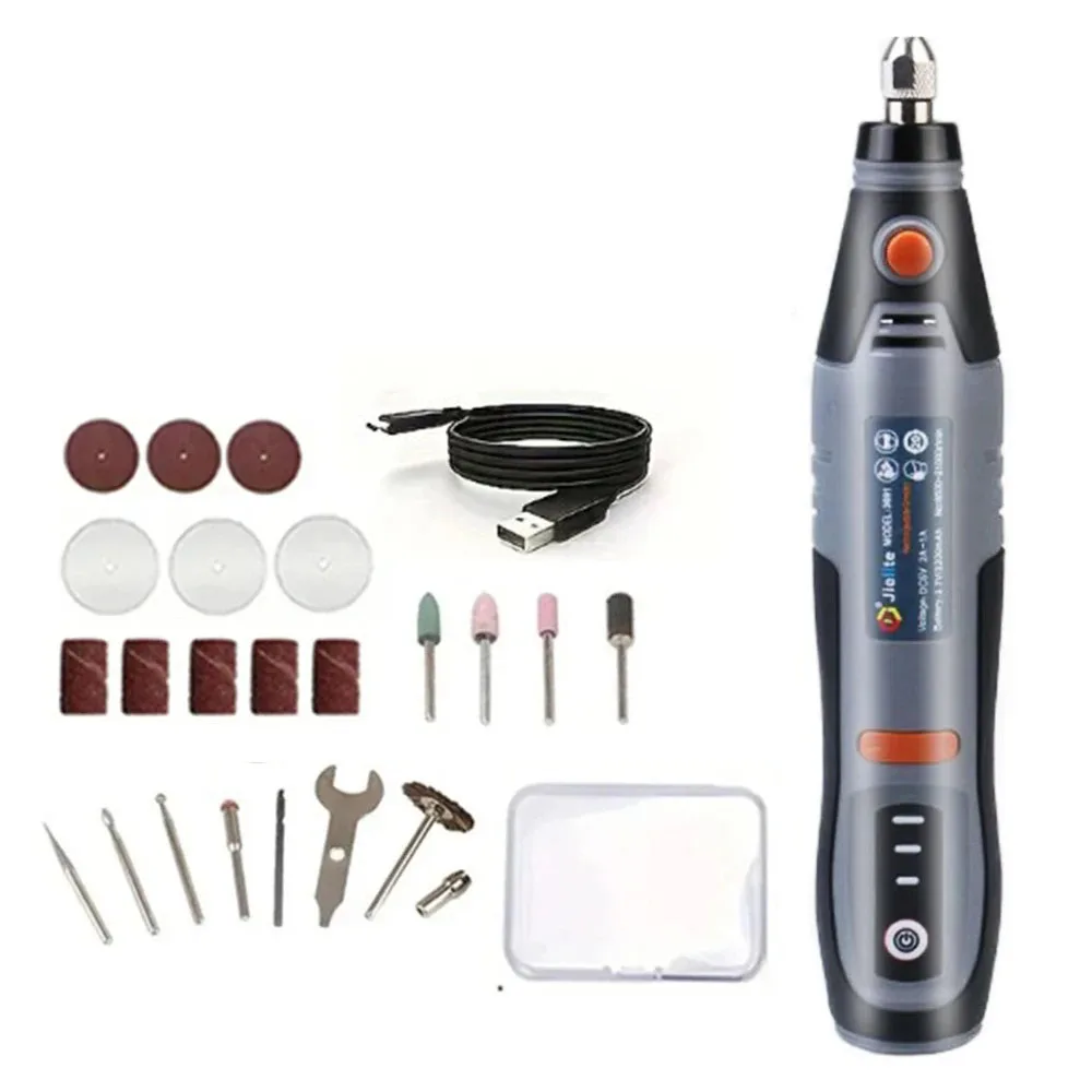 USB Cordless Rotary Tool Dremel DIY Mini Drill Engraving Pen Electric 3 Speed Mini Wireless Drill Set 8500r-21000r/min