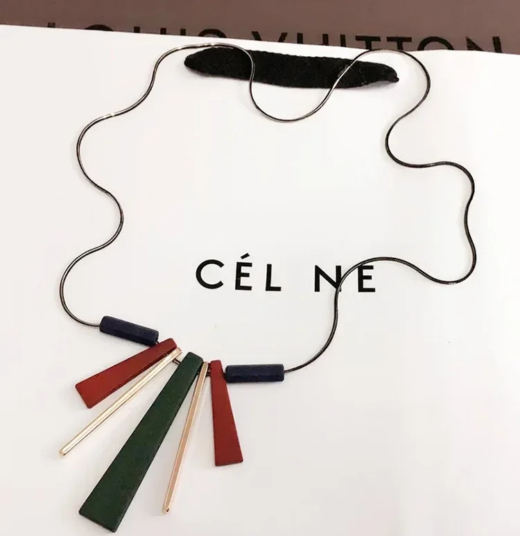 Korea Vintage Tassel Long Sweater Chain Necklace For Women Jewelry Accessories Bohemian Geometric Circle Round