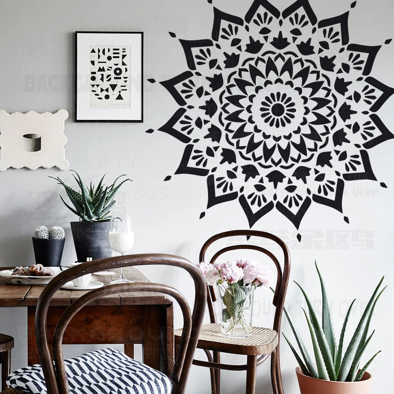 

110cm - 150cm Stencil Mandala Extra Large Round Wall Painting Flower Decors Big For Walls Templates Paint Vintage Floor S073