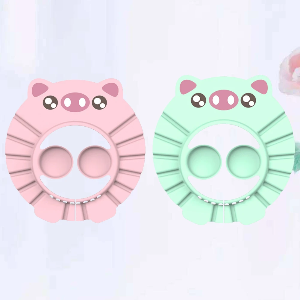 

2Pcs Baby Shower Cap Children Bathing Hat Ear Protection Pads Adjustable Kids Toddler Shampoo Shield Waterproof Hair Wash Hood