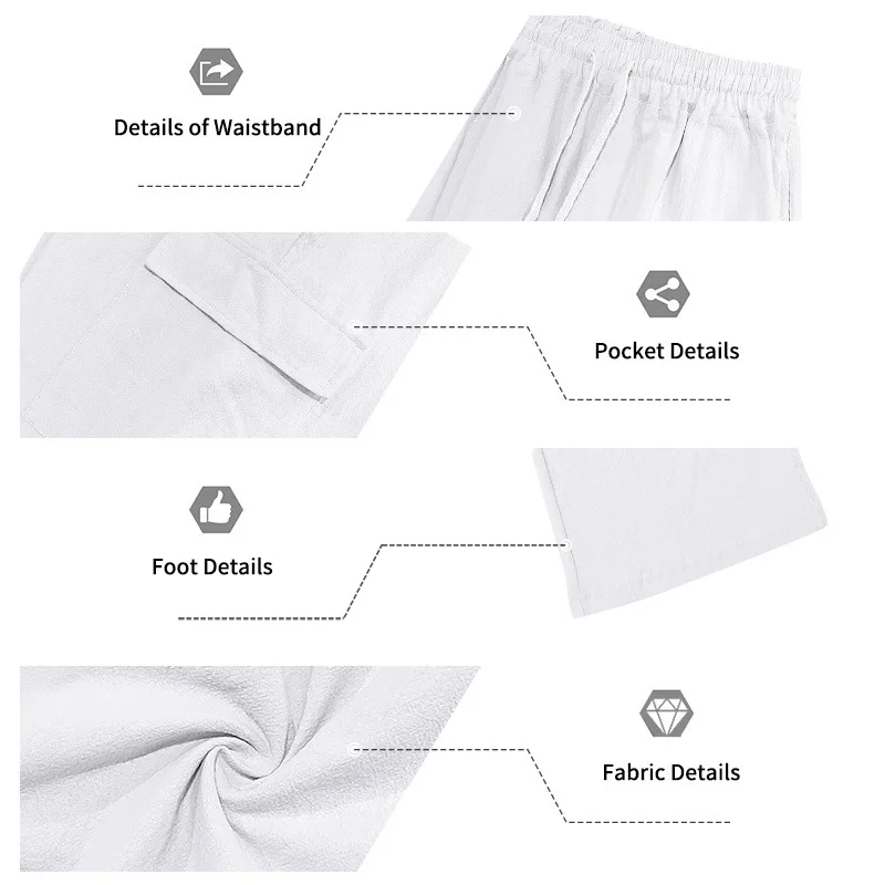 Europäische und amerikanische Sommer-Shorts aus Leinen für Herren, lässig, Outdoor, Arbeitskleidung, Pendler, Sport, Multi-Pocket, 7/8-Länge – Detail 6