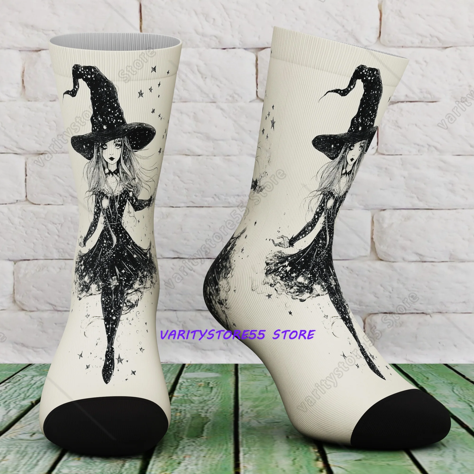 Unisex Gothic Witch Bats Print Socks Breathable Comfortable and Stylish for Outdoor Sports Wear Perfect Gift for Halloween