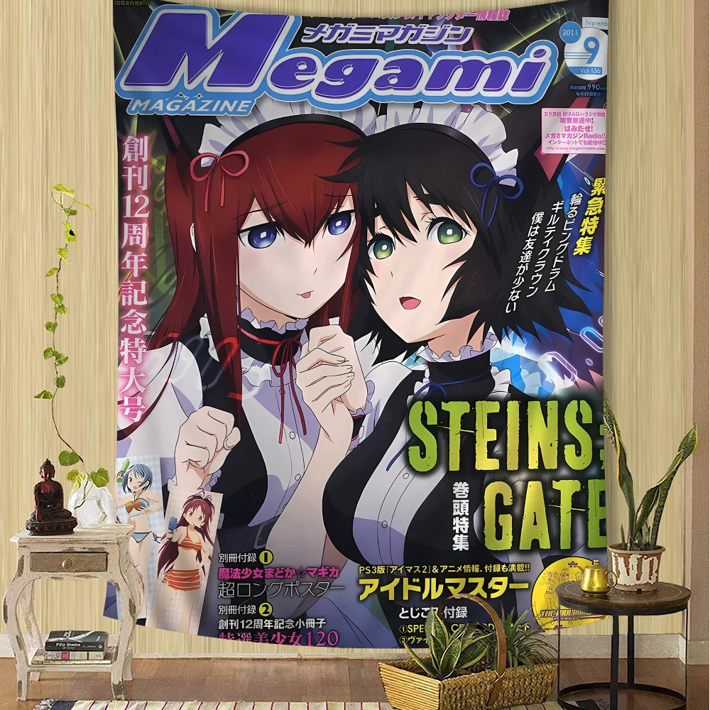 Steins Gate Hanging Bohemian Tapestry Hanging Tarot Hippie Wall Rugs Dorm Japanese Tapestry