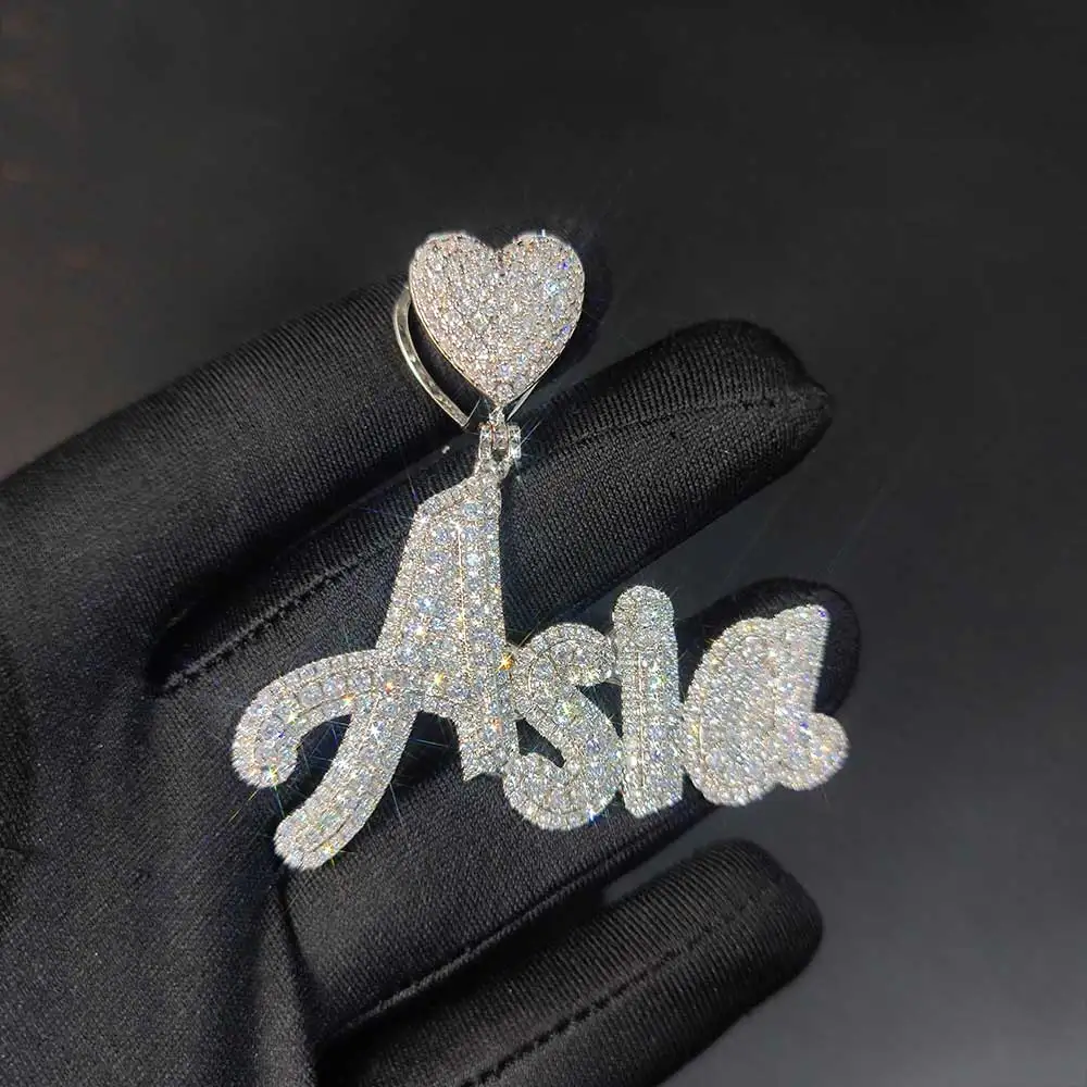 ส่วนบุคคล Custom ชื่อสร้อยคอเครื่องประดับ18K Gold Plated เริ่มต้น Heart Hook Cursive Letter จี้