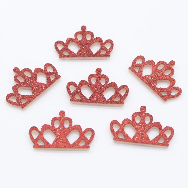 40Pcs Glitter Felt Padded Applique Crown Fabric Patches for Craft Clothes Wedding DIY Clips Bow Scrapbooking Accessories