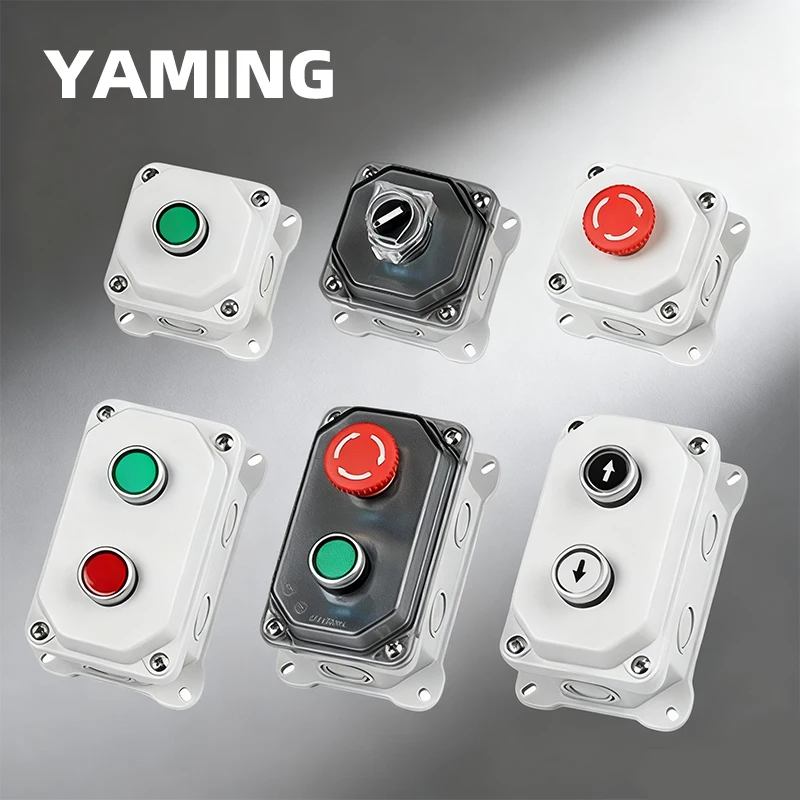 

DIY Push Button Switch Screw Mounted Control Box Flame Retardant 1/2 Hole Start Stop Industrial Outdoor Use