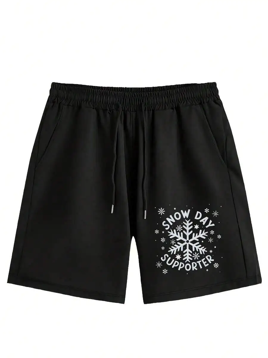 

Black Thermal Sweat Shorts For Winter Casual Outdoor Wear Regular Fit