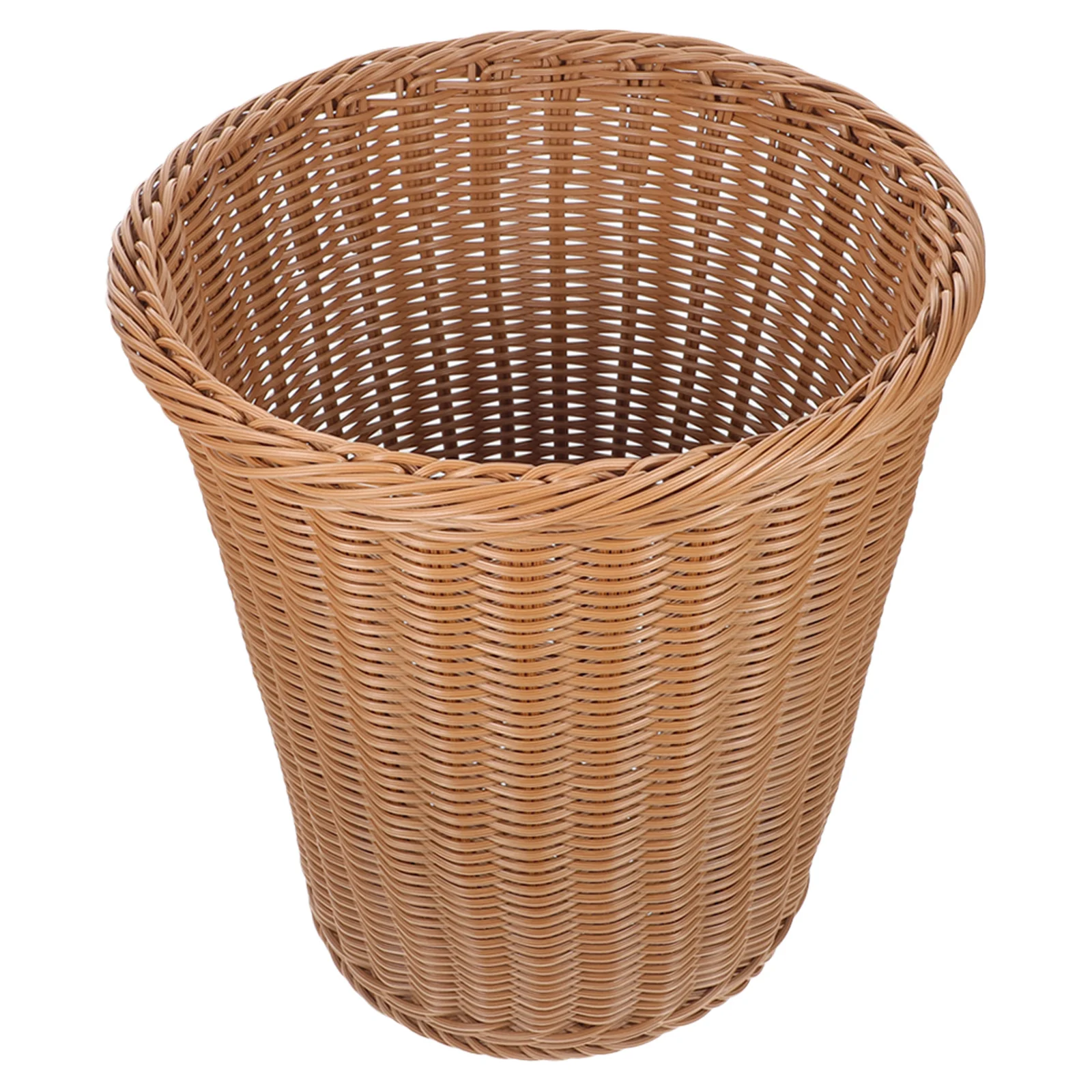 

1pc Simulation Rattan Woven Trash Basket Beige Home Office Storage Can Rubbish Container Dustbin Eco Friendly
