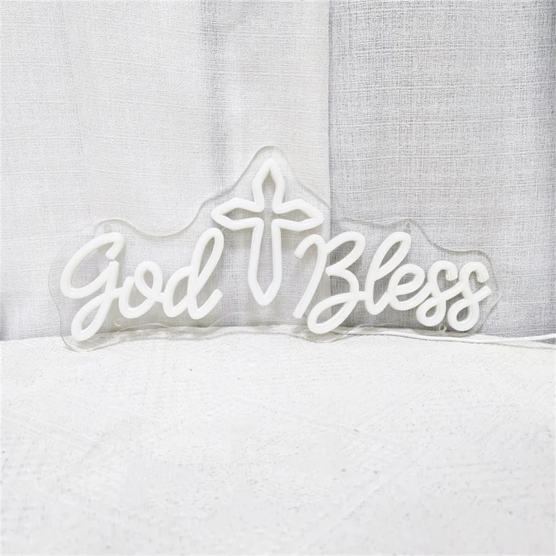 God Bless Neon Sign LED Light Wall Hanging with USB Power Neon Sign Children's Birthday Gifts Party Bedroom Christmas Bar Decor