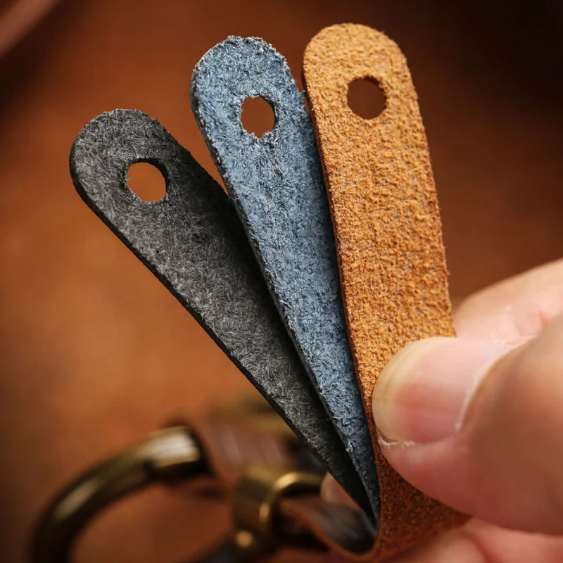 Titanium Alloy Leather Keychain with Carabiner