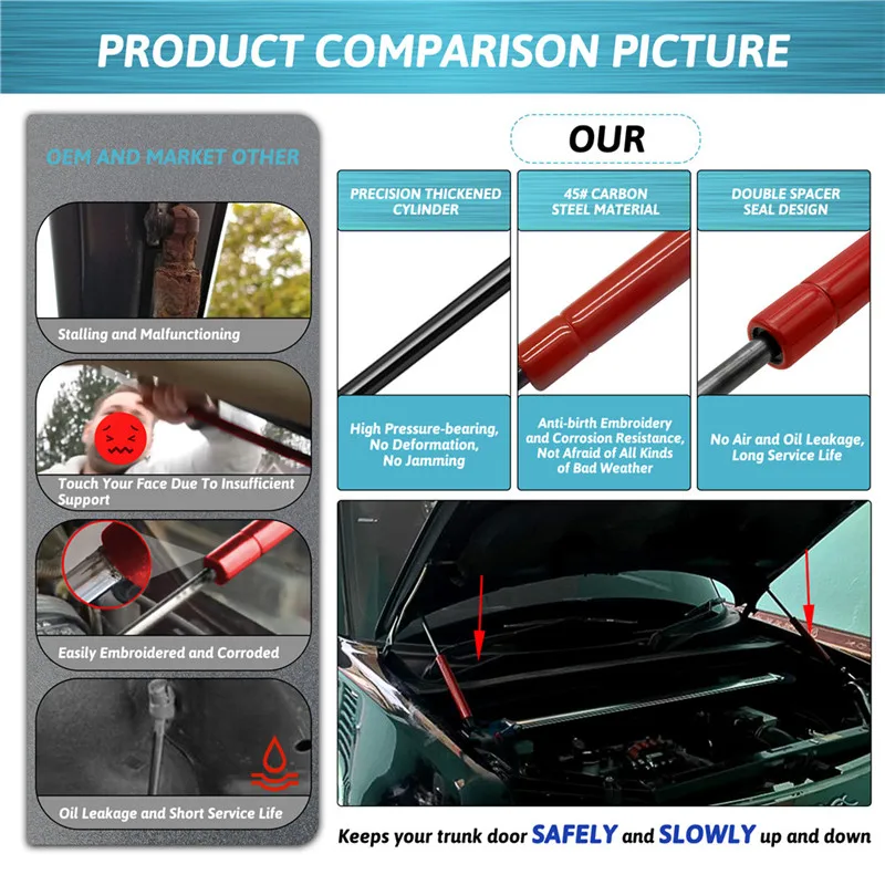 2Pcs Car Front Bonnet Hood Shock Lift Support Spring Gas Strut Rod for TOYOTA Hilux Vigo 2005 2006 2007 2008 2009 2010 2011 2012