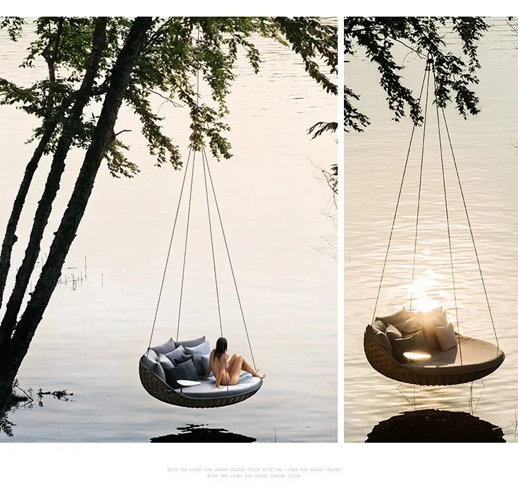 

-Serendipity Best-selling New Design Garden Outdoor Swing Furniture Hanging Sofa Swing Chair Large Outdoor Sofa Set