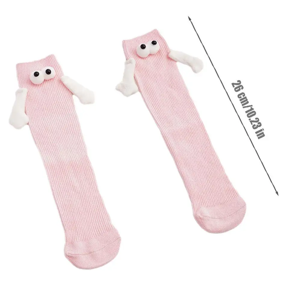 Chaussettes à aspiration magnétique pour enfants, 3D, beurre, couple, drôle, yeux, mi-tube, enfants, festival, cadeaux, mignon