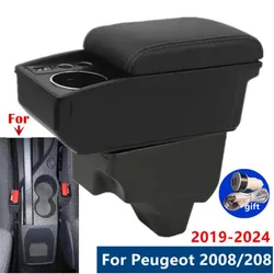 For Peugeot 2008 Armrest Box For Peugeot 208 Car Armrest Storage Box cup holder Dedicated Retrofit Car Accessories 2019-2024