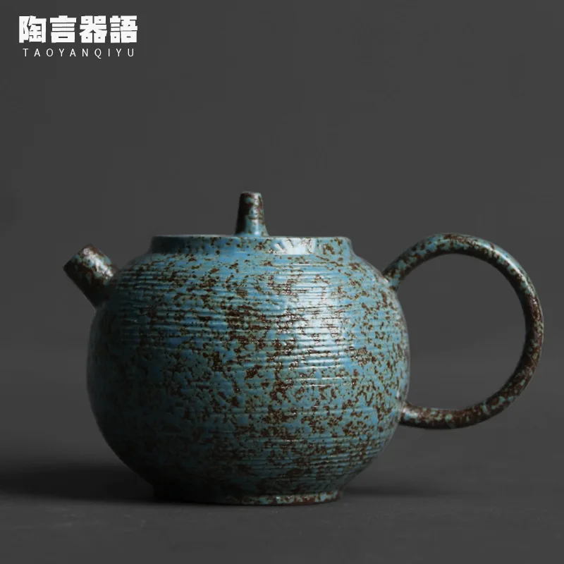 Imagem -05 - Jingdezhen Japonês-estilo de Cerâmica Preto Ouro Bule Retro Forno Grés Assados Personalidade Artesanal Chá Pessoal Único Pote