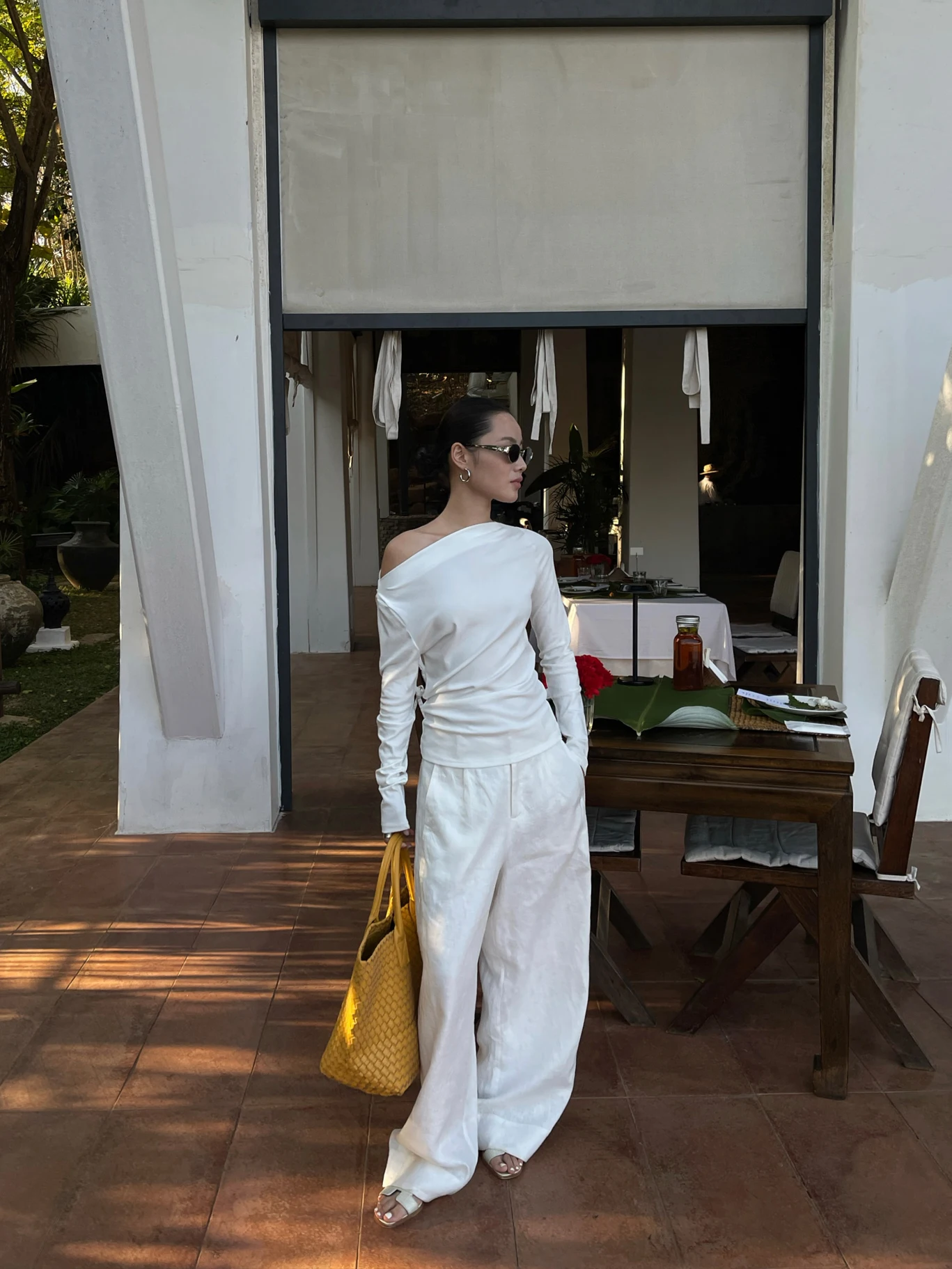 

Корейские свободные брюки PURI из льна с широкими штанинами, с эффектом похудения, с высокой талией, повседневные, простые, элегантные, летние, длинные