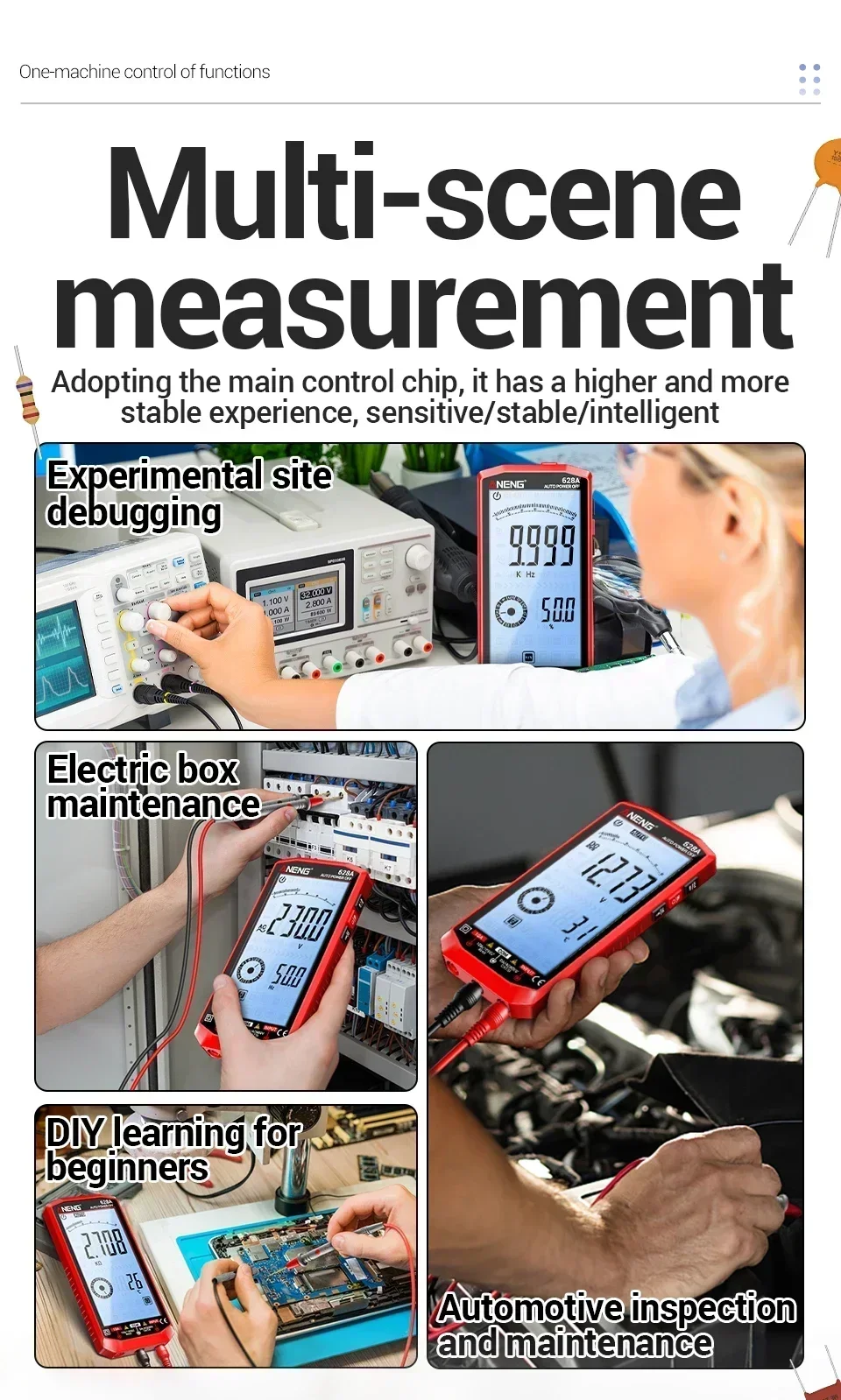 Automatic Multimeter for Measuring AC/DC Voltage Current and Temperature NCV Non-Contact Electrical Testing Model ANENG 628A