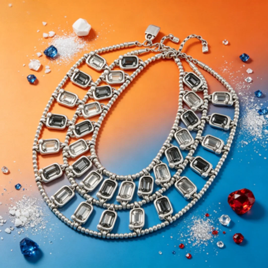 2026 Summer New Product Luxury Shining Colorful Crystal Double Layer Necklace Women's Accessories Friends Banquet Gifts