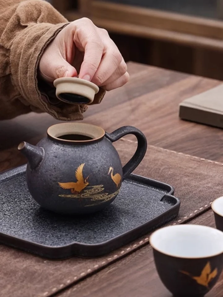 クレーンレトロ和風ティーポットヴィンテージセラミックカンフー茶ダン