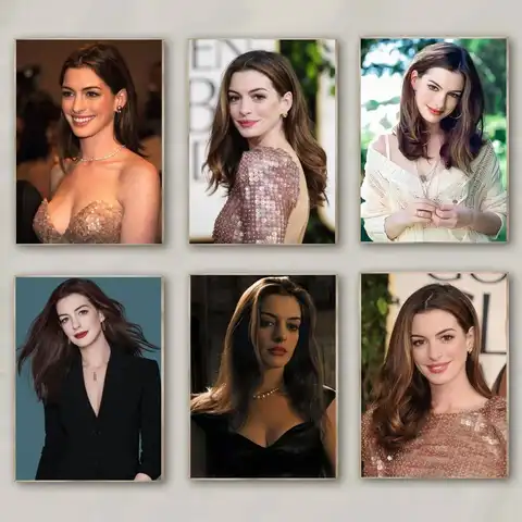 1pc Actress A-Anne Hathaway Poster Self-adhesive Art Waterproof Paper Sticker Coffee House Bar Room Wall Decor