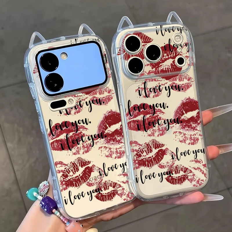 Coque de téléphone transparente avec motif de lèvres et oreilles de chat pour Honor Magic 7 Lite, découpes précises, protection antichoc, mignonne, Funda 7lite Capas
