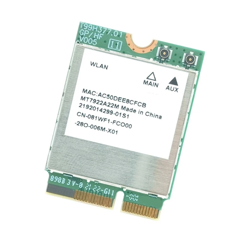 Tarjeta inalámbrica MT7922 WiFi 6E Interfaz M.2 Triple banda 6GHz/5GHz/2.4GHz