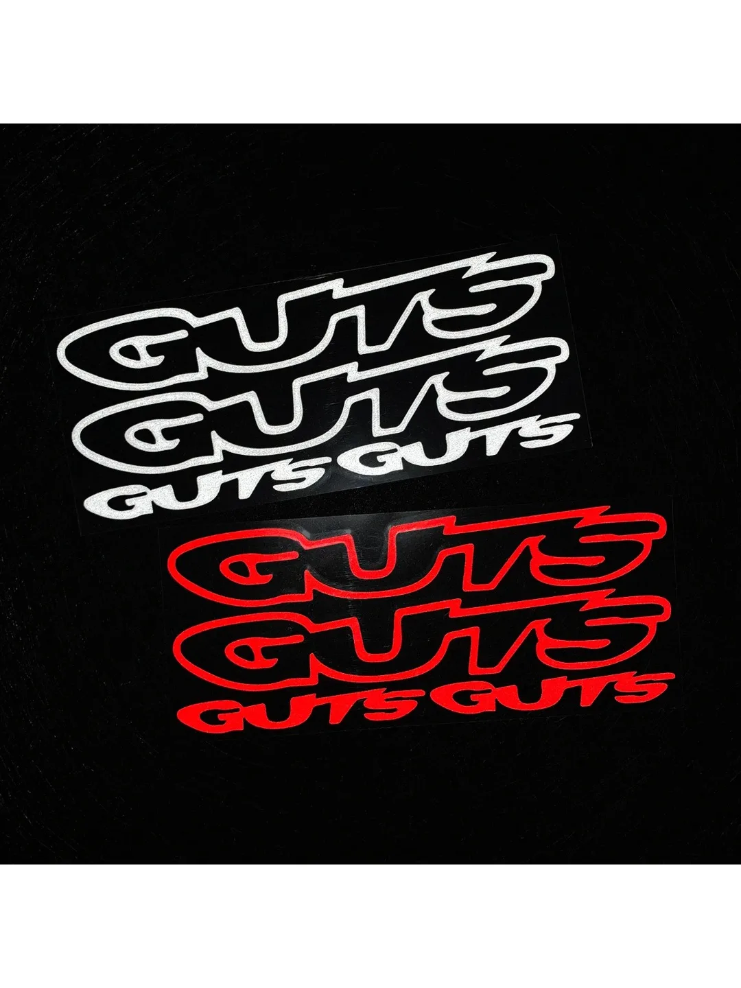 4 Stück GUTS Buchstaben Wasserdichter Vinyl-Aufkleber für Motorrad-Kraftstofftank, Auto, Fahrrad, Helm, Außendekoration Zubehör