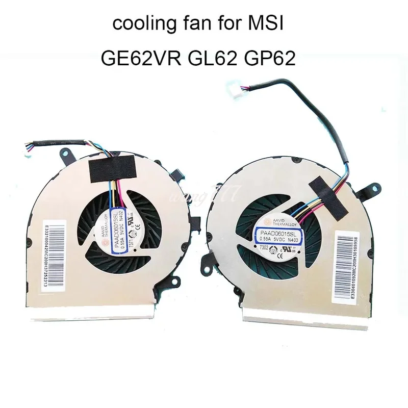 PAAD06015SL N402 N403 Computer Fans For MSI GE62VR GP62MVR GL62VR GP62VR GL62M CPU GPU Cooling Fan N366 N371 DC5V 0.55A 4pin New