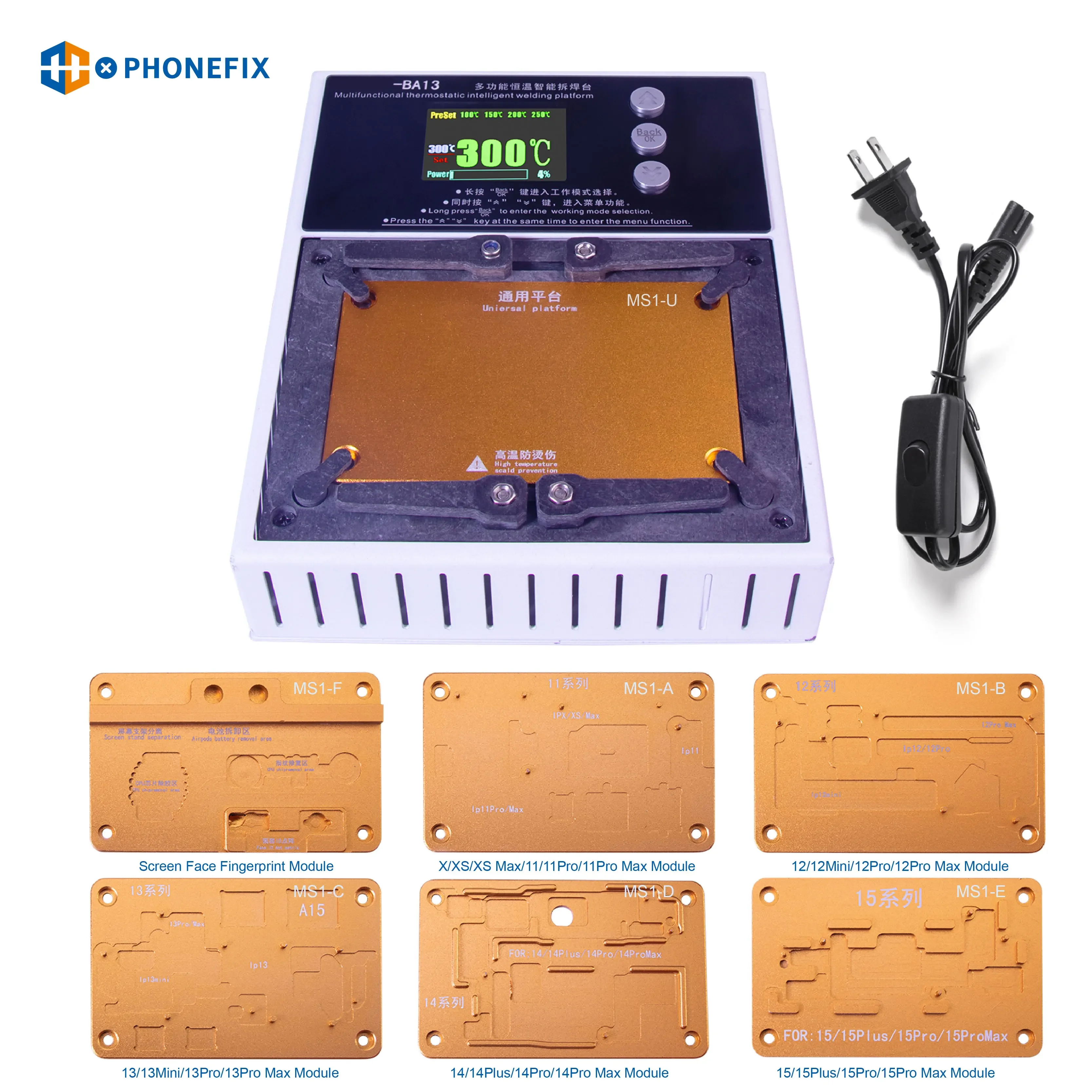 PHONEFIX-L2024 Estação De Pré-aquecimento Universal, Plataforma De Desoldering De Controle De Temperatura, iPhone X-15PM, CPU, IC, Reparação De Manutenção