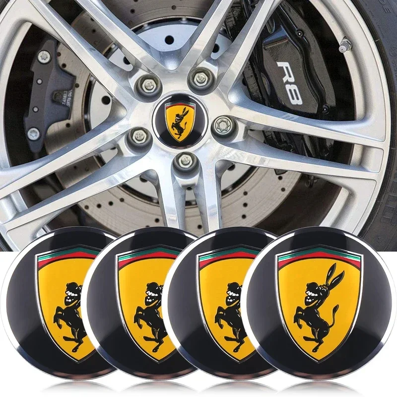 4PCS 56MM Funny Spoof Prank Donkey Car Wheel Center Hub Caps Emblem Stickers For HONDA Ferrari Audi Subaru Mazda KIA TESLA