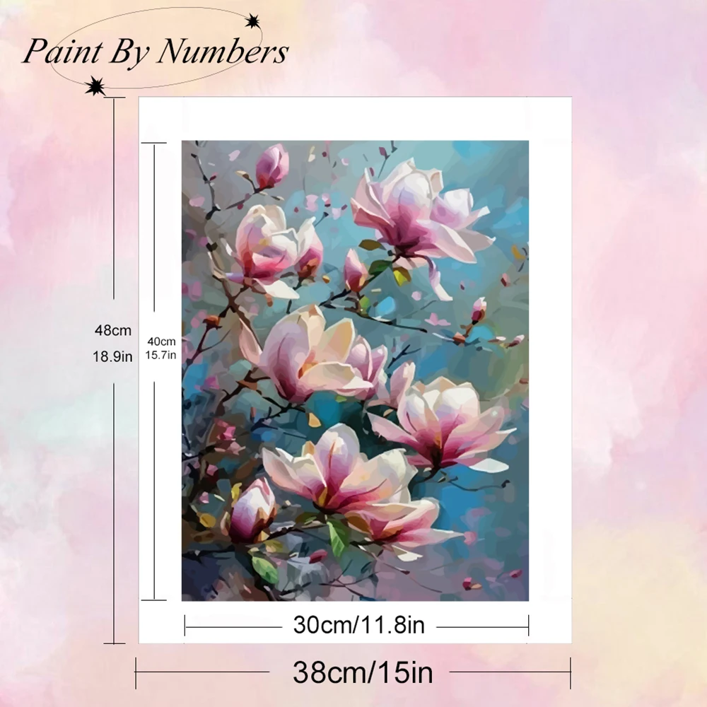 Momoart Picture By Numbers with Frame Flower DIY Painting By Number Framed Peach Blossom on Canvas Decor for Home HandPainted view 2